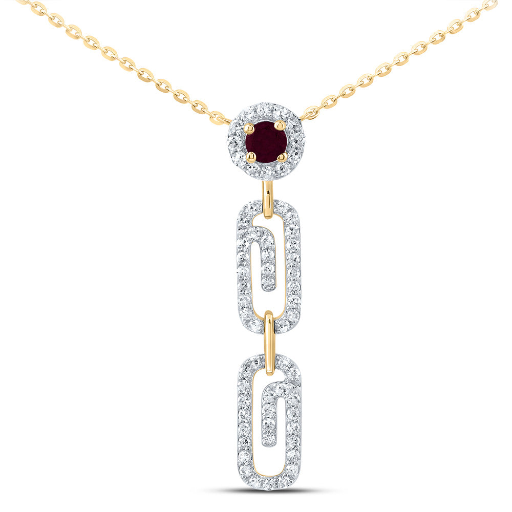 1/4Ctw-Nat Dia Cn 3Mm Rd-Ru Nat Gem Paper Clip Neckalce(18 Inch) (2.06 grams)