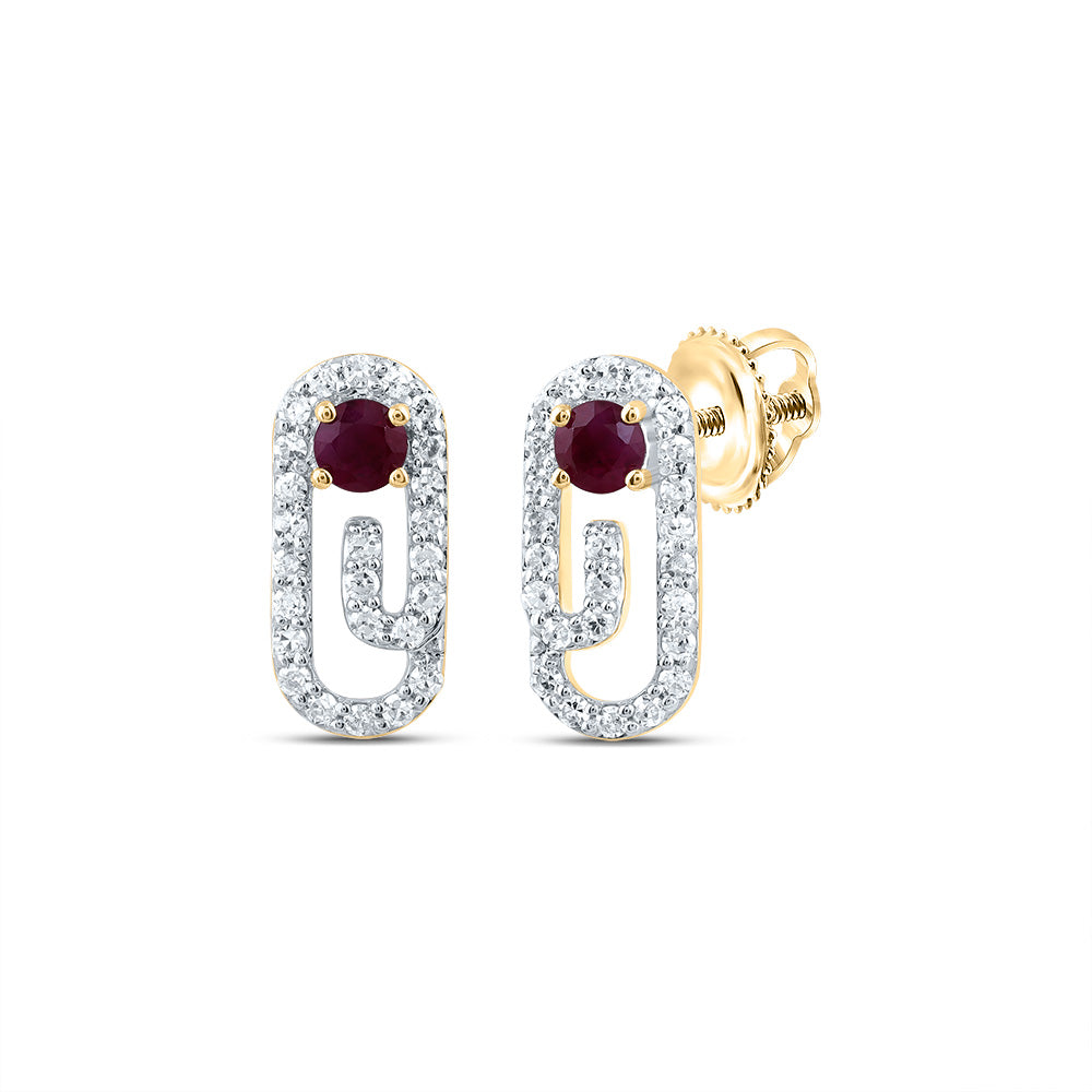 1/5Ctw-Dia Cn 2.5Mm Rd-Ru Nat Gem Paper Clip Stud Earring