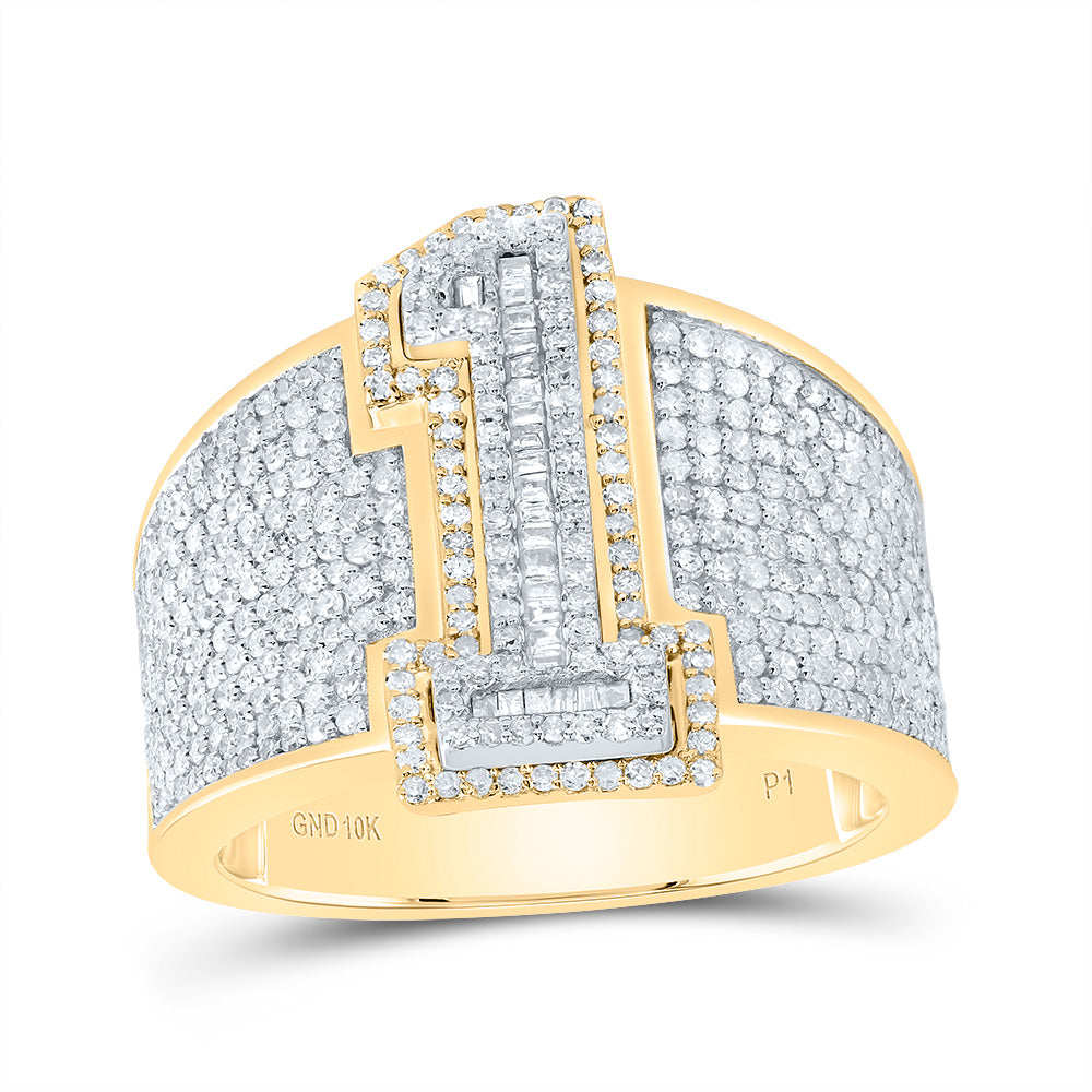 1 1/2Ctw-Dia P1 Number "1" Men's Ring (8.28 grams)