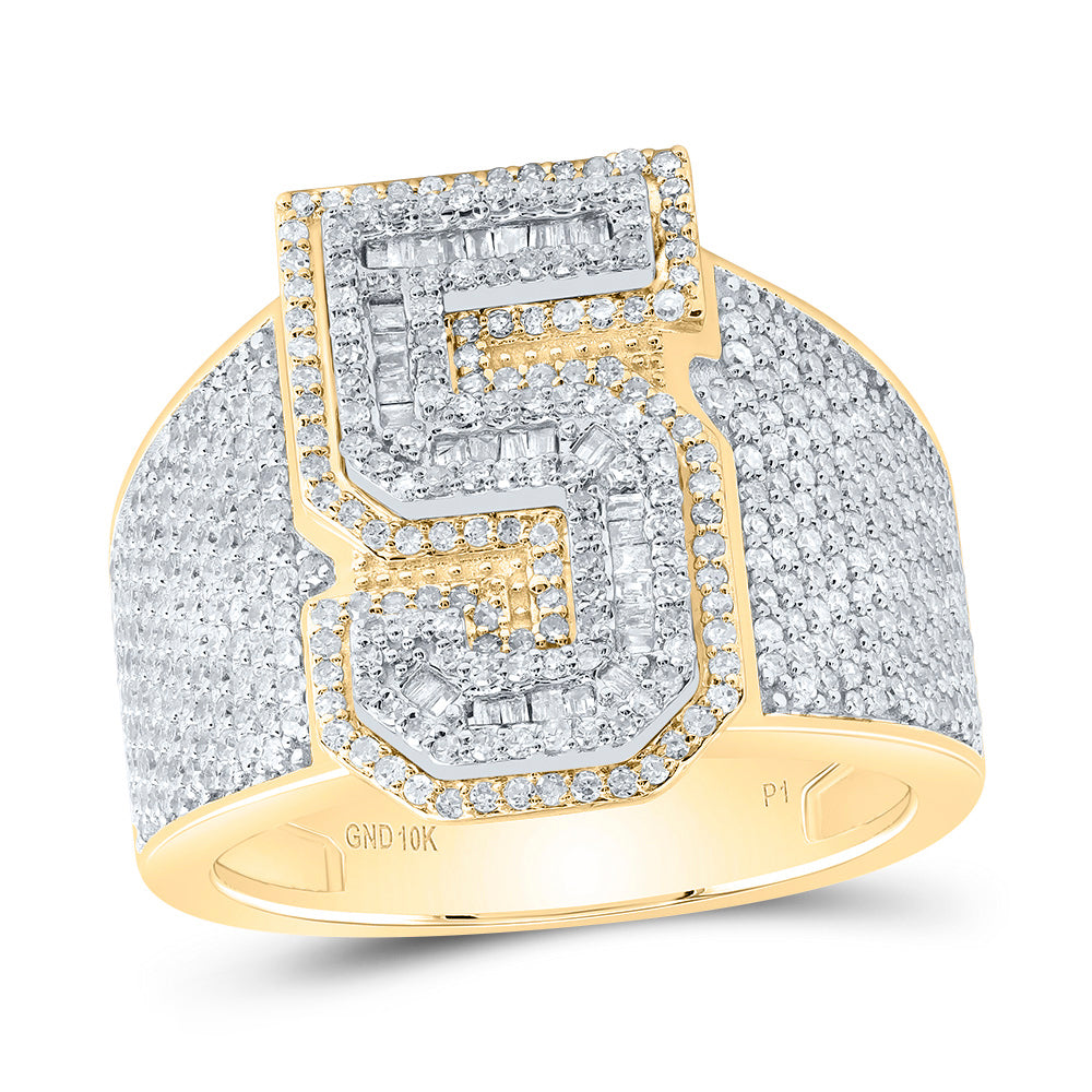 1 5/8Ctw-Dia P1 Number "5" Men's Ring (9.75 grams)