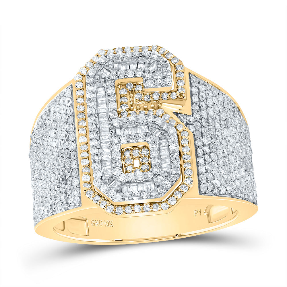 1 5/8Ctw-Dia P1 Number "6" Men's Ring (9.48 grams)
