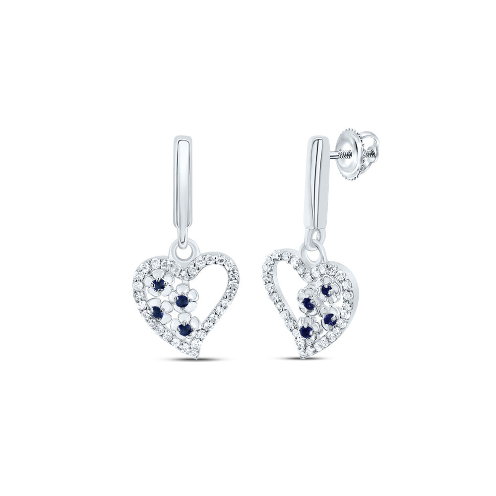 1/5Ctw-Nat Dia Nk 1/20Ctw-Rd-Bs Nat Gem Heart Dangling Earring