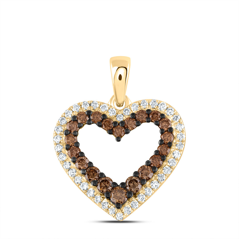 1/2Ctw-Nat Dia Ana M Cognac Natural Heart Pendant (1.343333 grams)