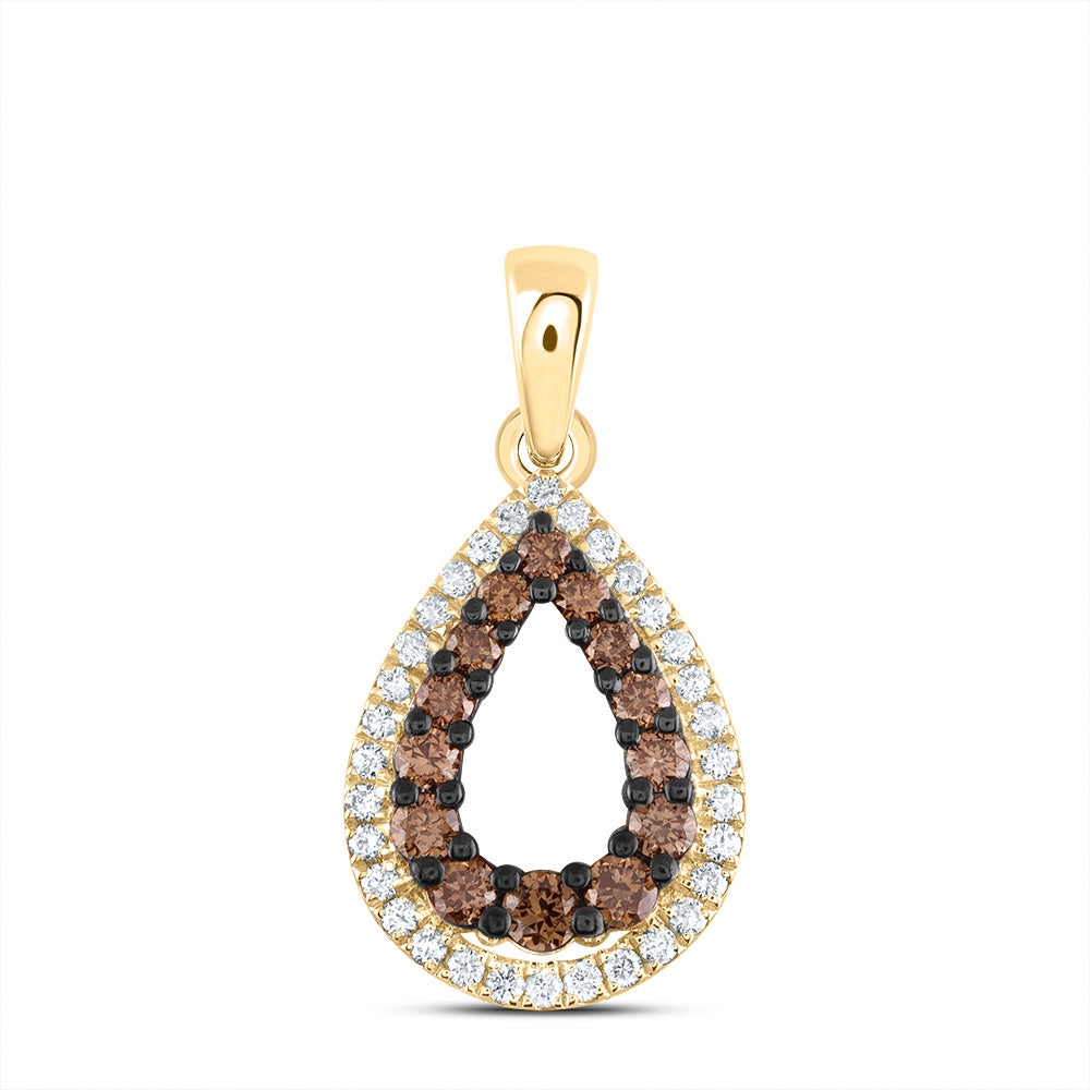3/8Ctw-Dia Ana M Cognac Natural Pear Pendant (1.076667 grams)