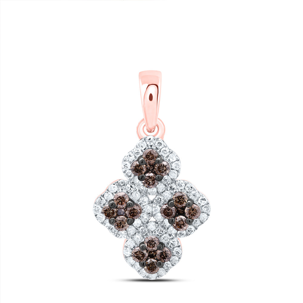 1/3Ctw-Dia P1 Gift Cognac Natural Diamond Clover Pendant (0.8676 grams)