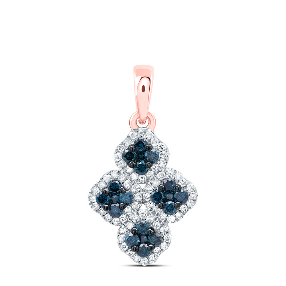 3/8Ctw-Dia P1 Gift Blue Diamond Clover Pendant