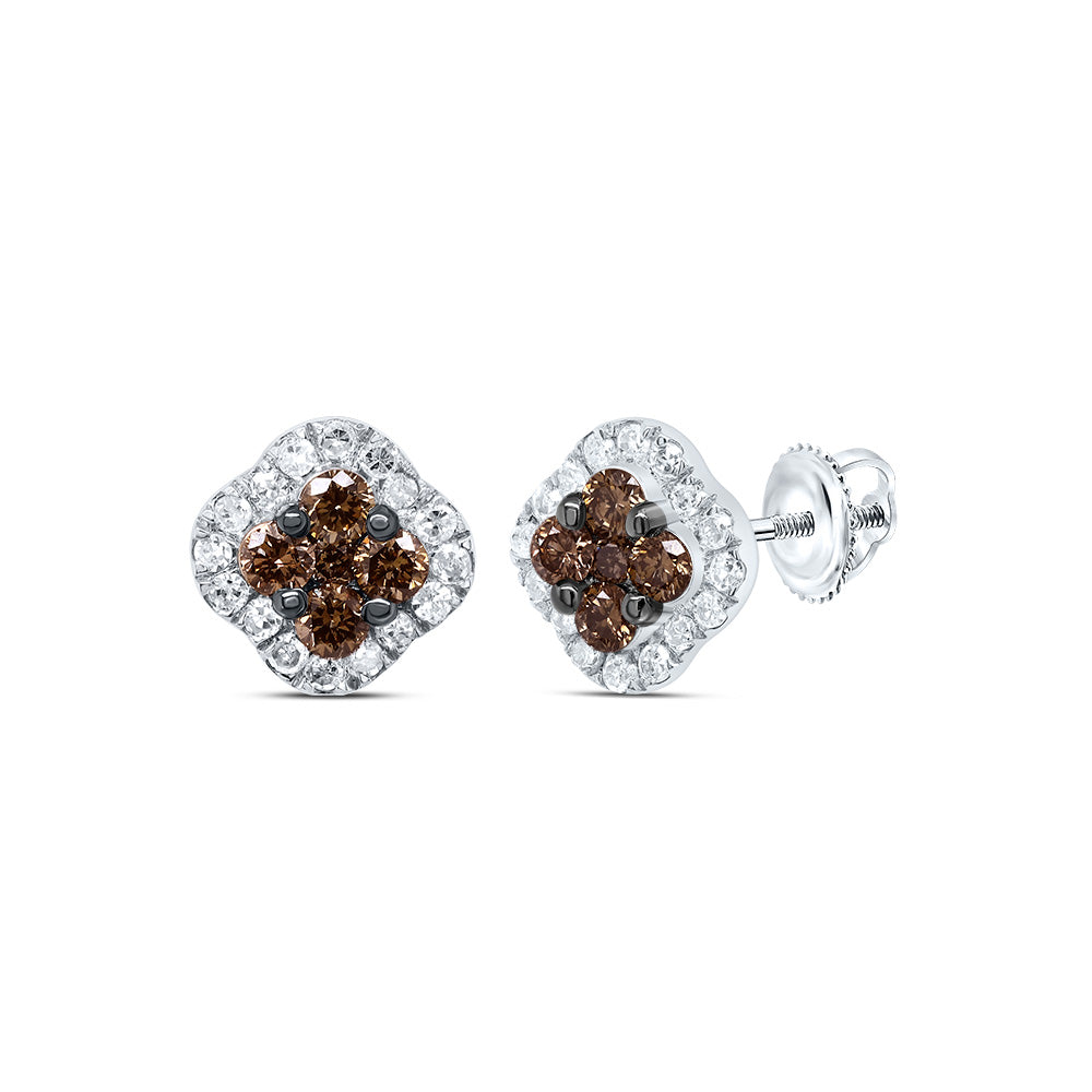 1/3Ctw-Dia P1 Gift Cognac Natural Diamond Clover Stud Earring