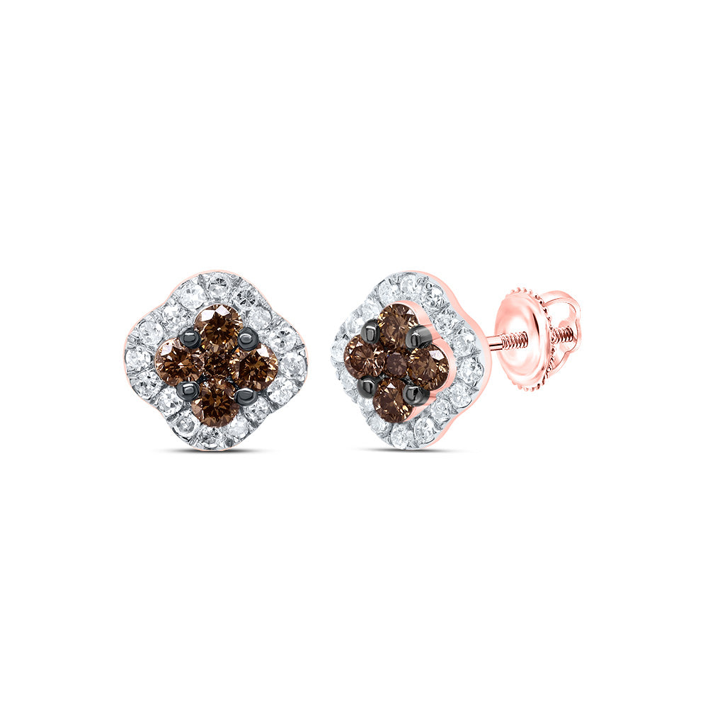 1/3Ctw-Dia P1 Gift Cognac Natural Diamond Clover Stud Earring