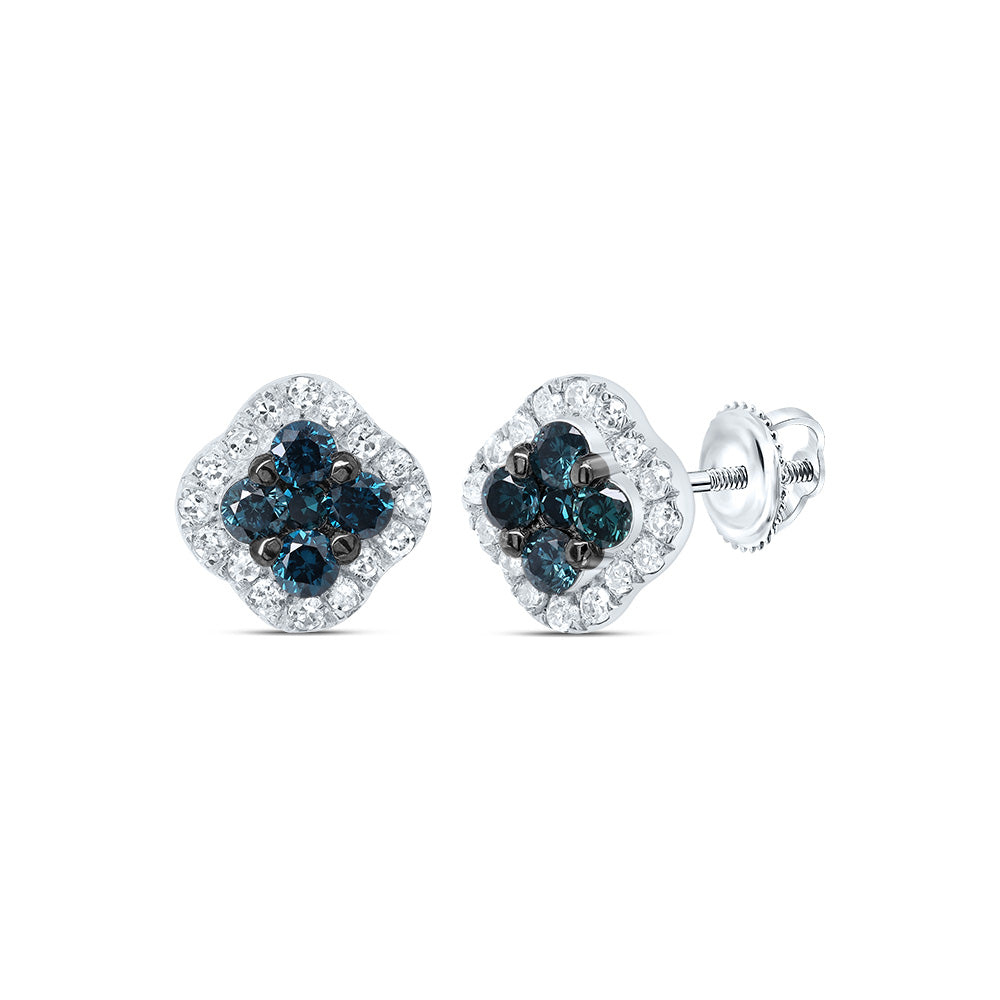 1/3Ctw-Dia P1 Gift Blue Diamond Clover Stud Earring