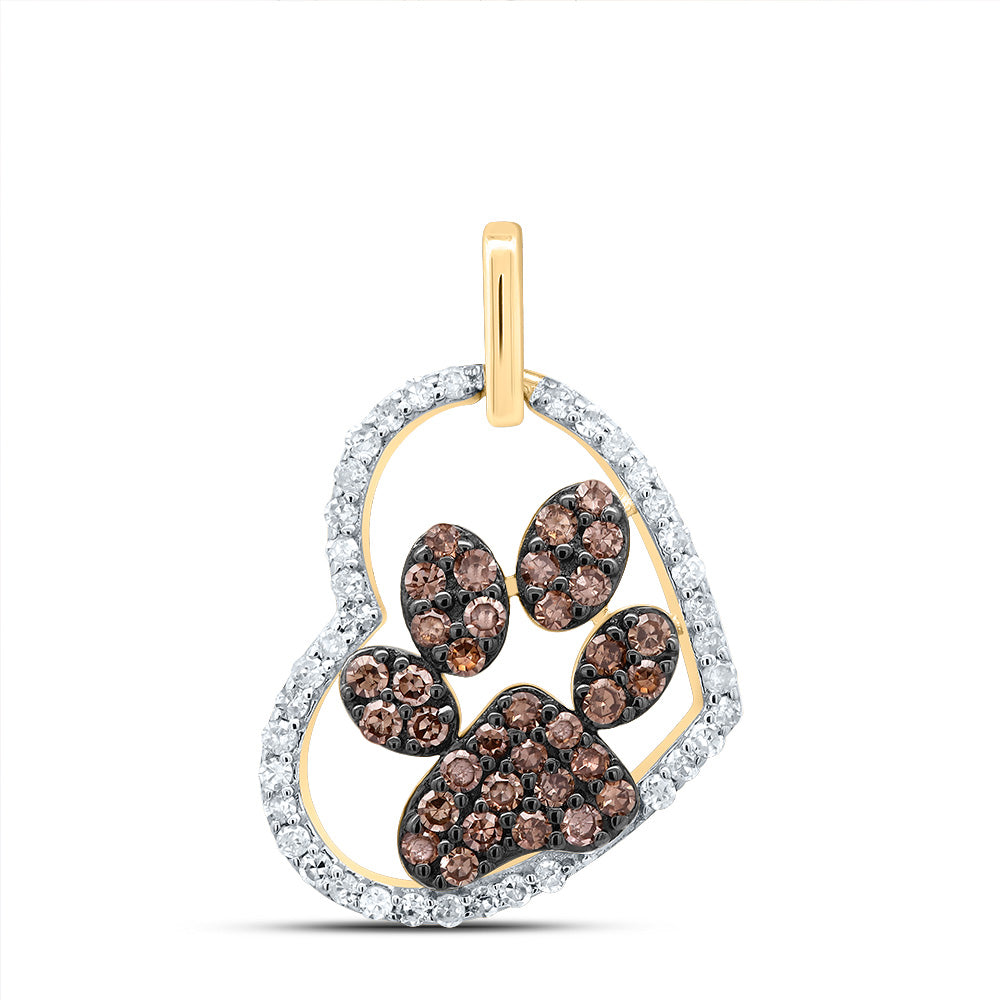 1/4Ctw-Nat Dia P1 Gift Cognac Natural Diamond Heart Paw Pendant (0.7572 grams)