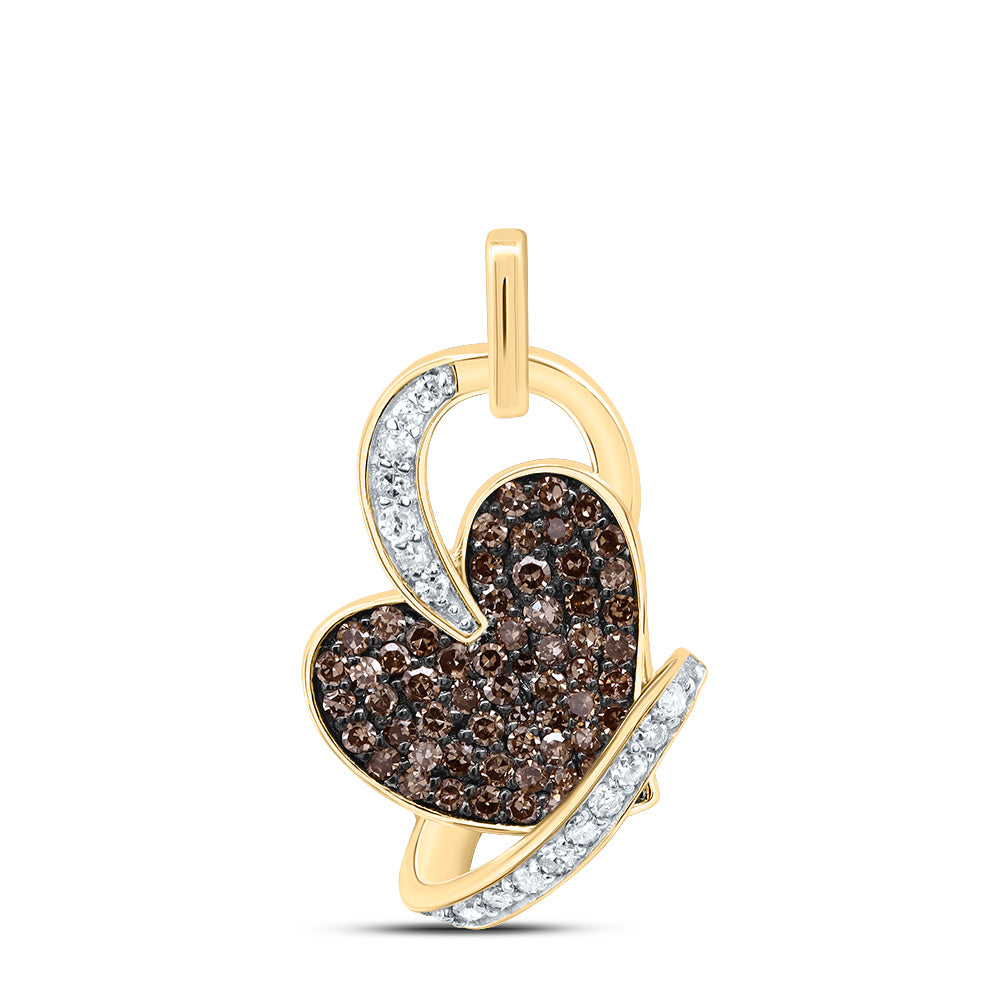 1/3Ctw-Nat Dia P1 Gift Cognac Natural Diamond Heart Pendant (0.9844 grams)
