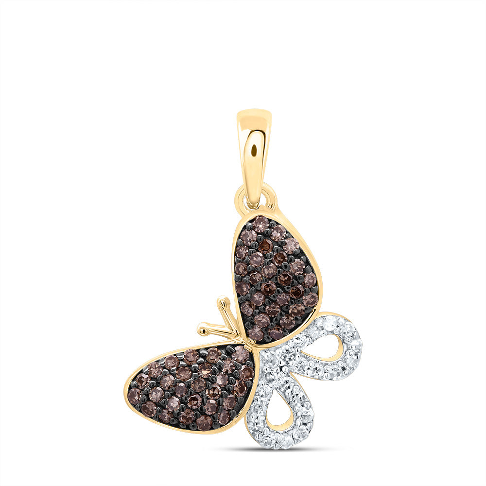 1/3Ctw-Dia P1 Gift Cognac Natural Diamond Butterfly Pendant (1.1064 grams)