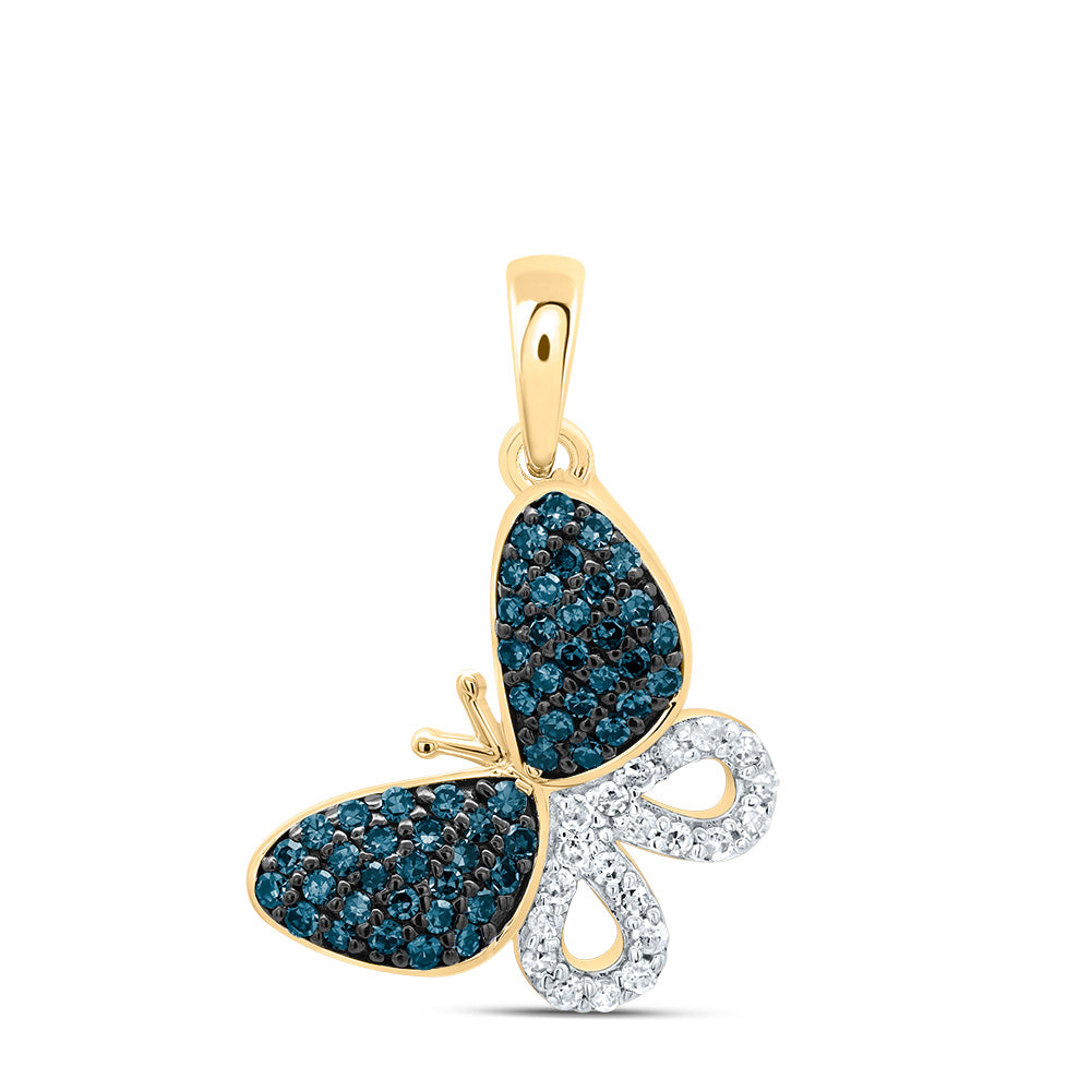 1/4Ctw-Dia P1 Gift Blue Diamond Butterfly Pendant (0.934 grams)