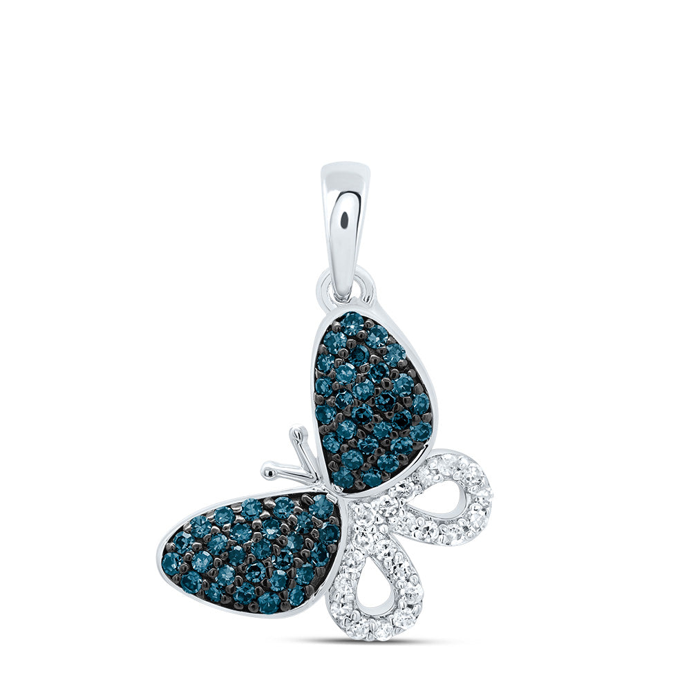 1/4Ctw-Dia P1 Gift Blue Diamond Butterfly Pendant (0.934 grams)