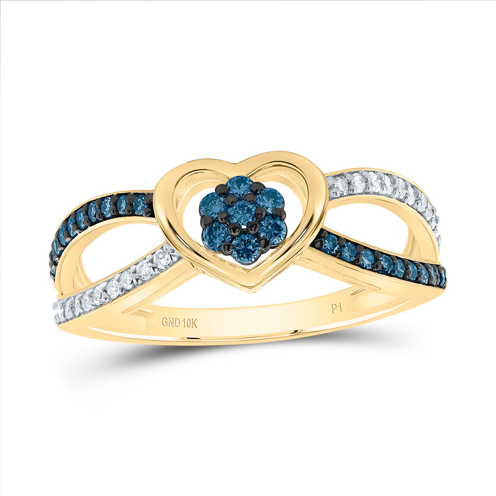 1/3Ctw-Nat Dia P1 Gift Blue Diamond Heart Ring (2.22 grams)