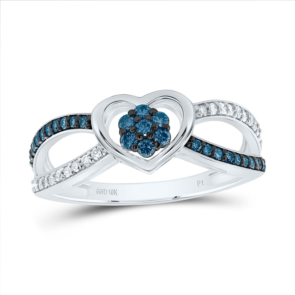 1/3Ctw-Nat Dia P1 Gift Blue Diamond Heart Ring (2.29 grams)