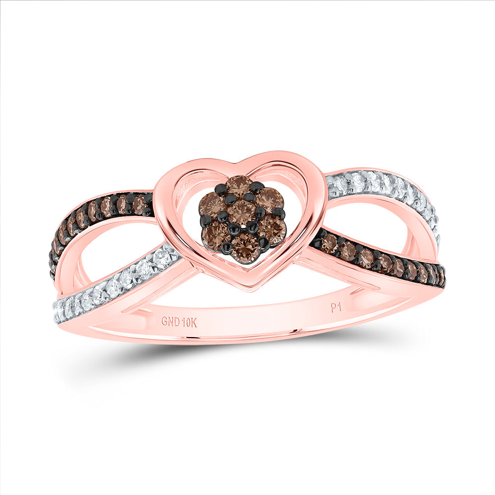 1/3Ctw-Nat Dia P1 Gift Cognac Natural Diamond Heart Ring (2.26 grams)