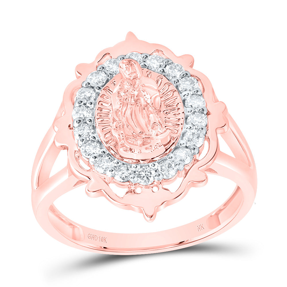 3/8Ctw-Dia Nk Fashion Virgin Mother Mary Ladies Ring (3.43 grams)