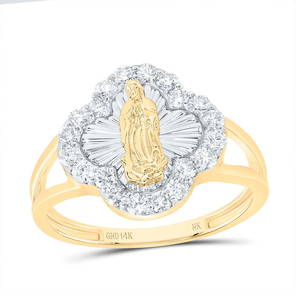 1/2Ctw-Dia Nk Fashion Virgin Mother Mary Clover Ladies Ring (2.7 grams)