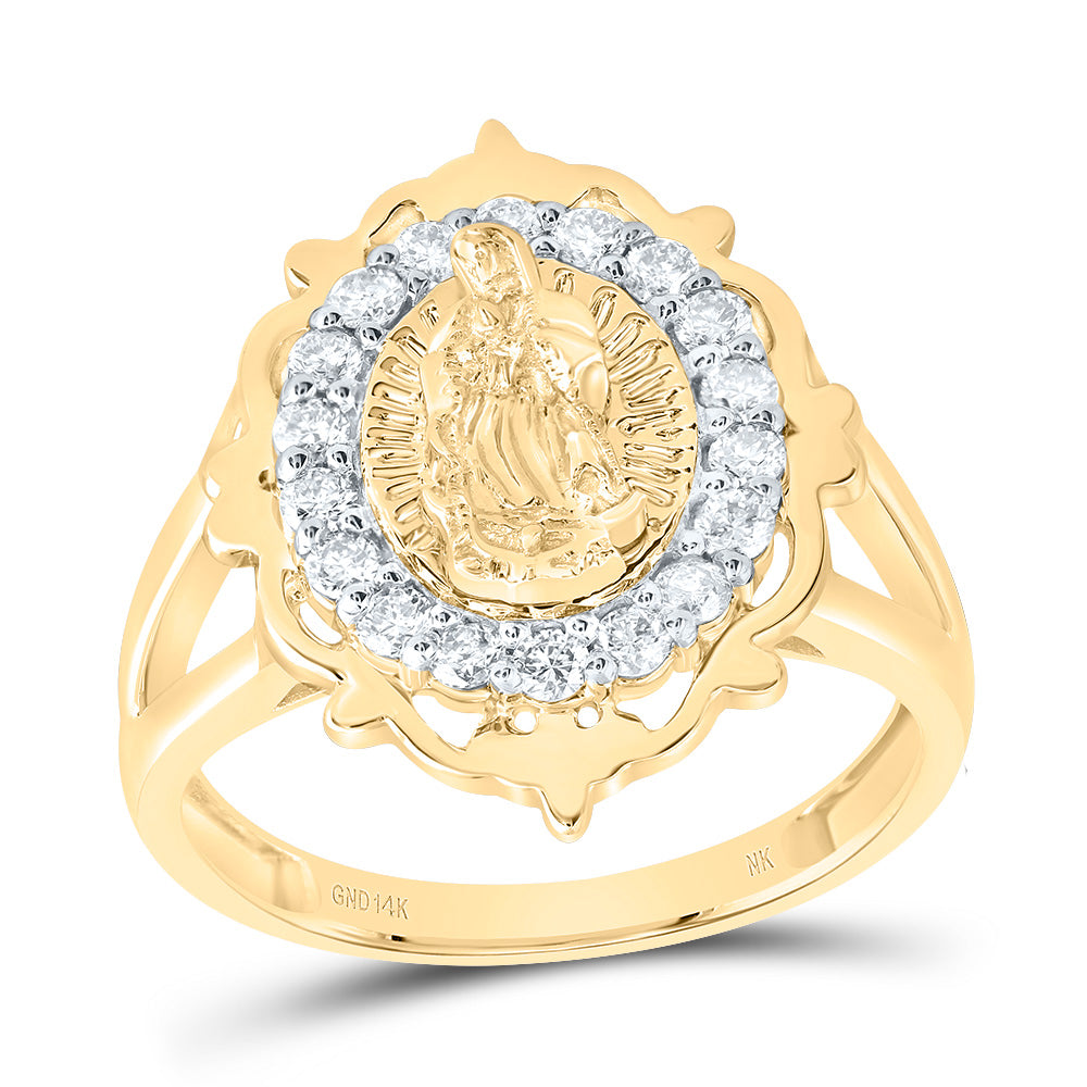 3/8Ctw-Dia Nk Fashion Virgin Mother Mary Ladies Ring (3.92 grams)