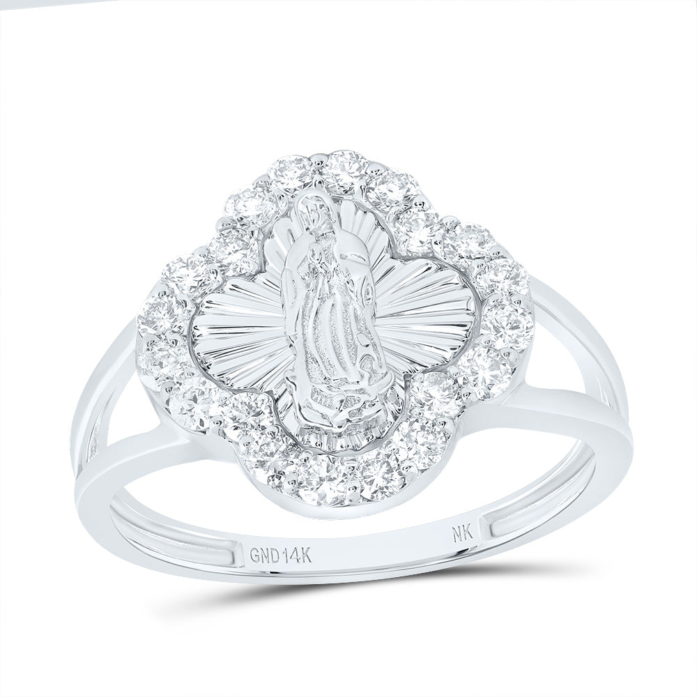 1/2Ctw-Dia Nk Fashion Virgin Mother Mary Clover Ladies Ring (2.71 grams)
