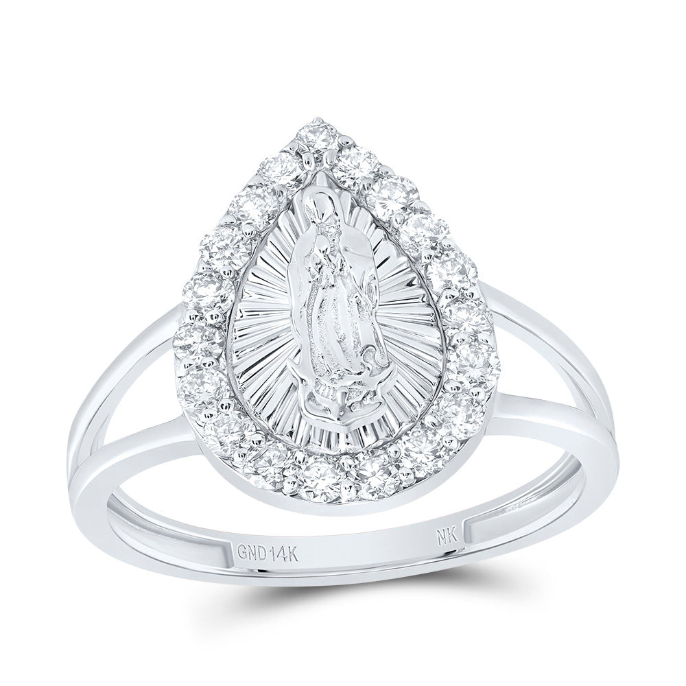 1/2Ctw-Dia Nk Fashion Virgin Mother Mary Pear Ladies Ring (2.79 grams)