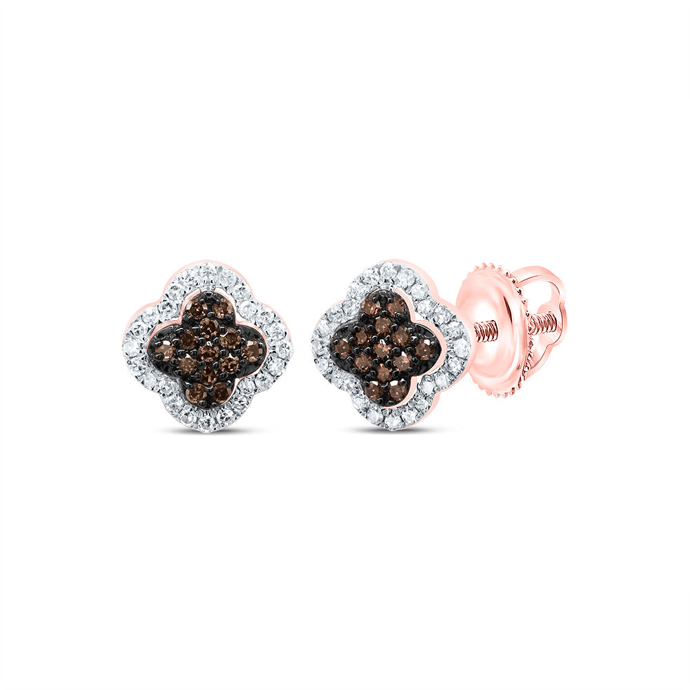 1/4Ctw-Dia P1 Gift Cognac Natural Diamond Clover Stud Earring