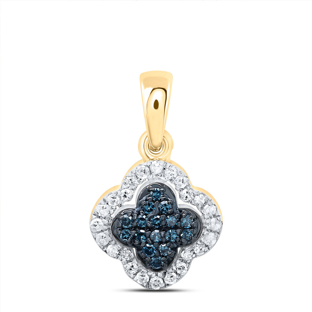 1/6Ctw-Dia P1 Gift Blue Diamond Clover Pendant (0.867667 grams)
