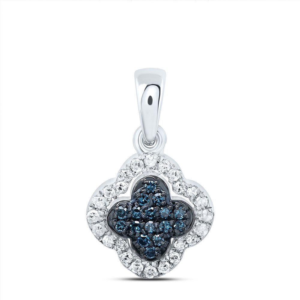 1/6Ctw-Dia P1 Gift Blue Diamond Clover Pendant (0.867667 grams)