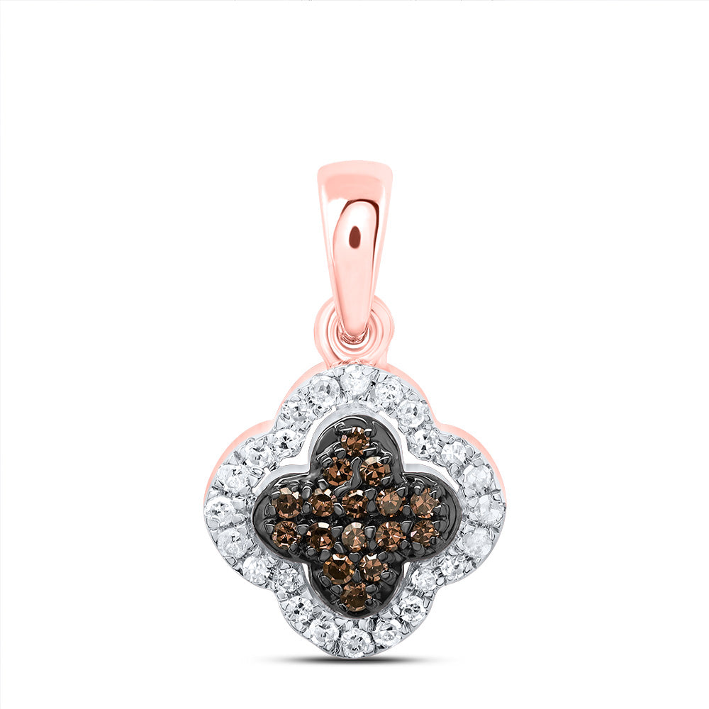 1/6Ctw-Dia P1 Gift Cognac Natural Diamond Clover Pendant (0.867 grams)