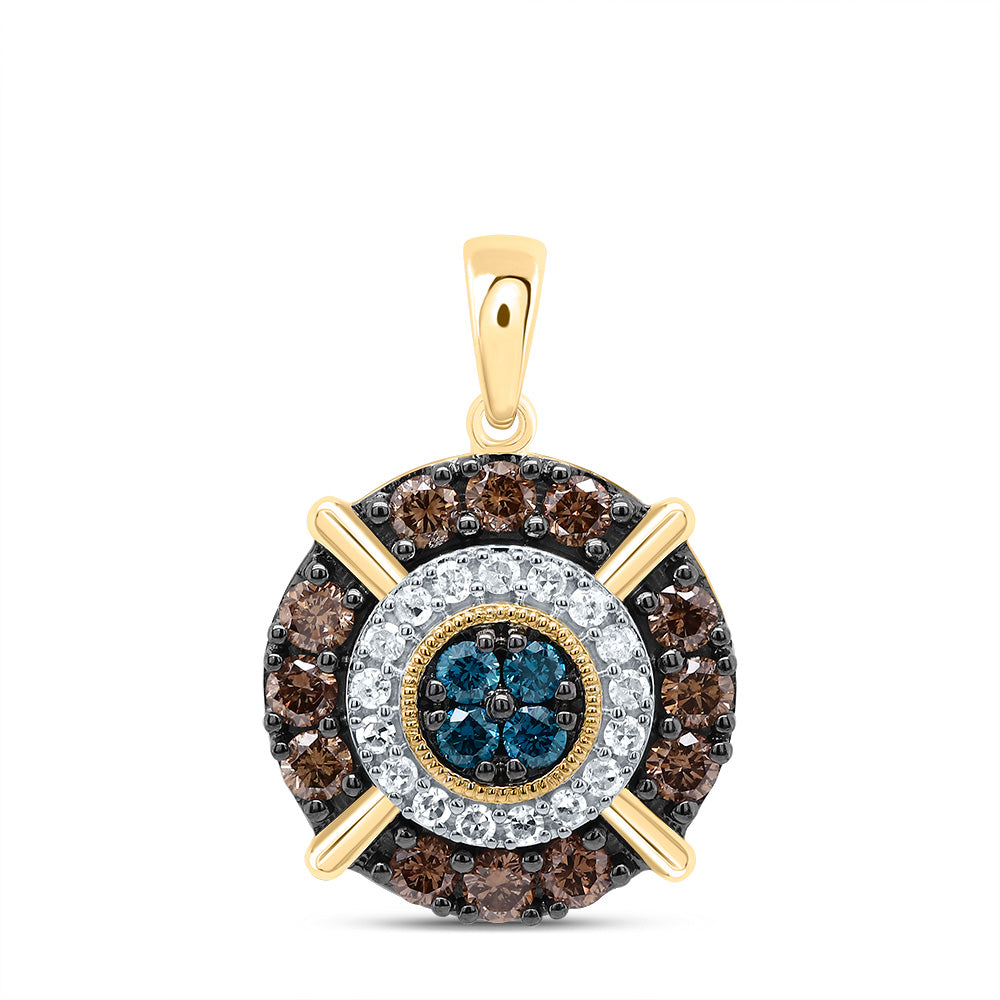 5/8Ctw-Dia P1 Gift Cognac Natural, Blue-Dia Round Pendant (2.19 grams)