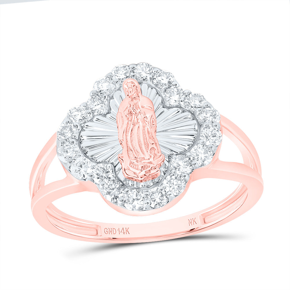 1/2Ctw-Dia Nk Fashion Virgin Mother Mary Clover Ladies Ring (2.55 grams)