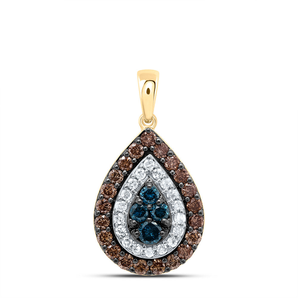 5/8Ctw-Dia P1 Gift Cognac Natural, Blue-Dia Pear Pendant (1.65 grams)