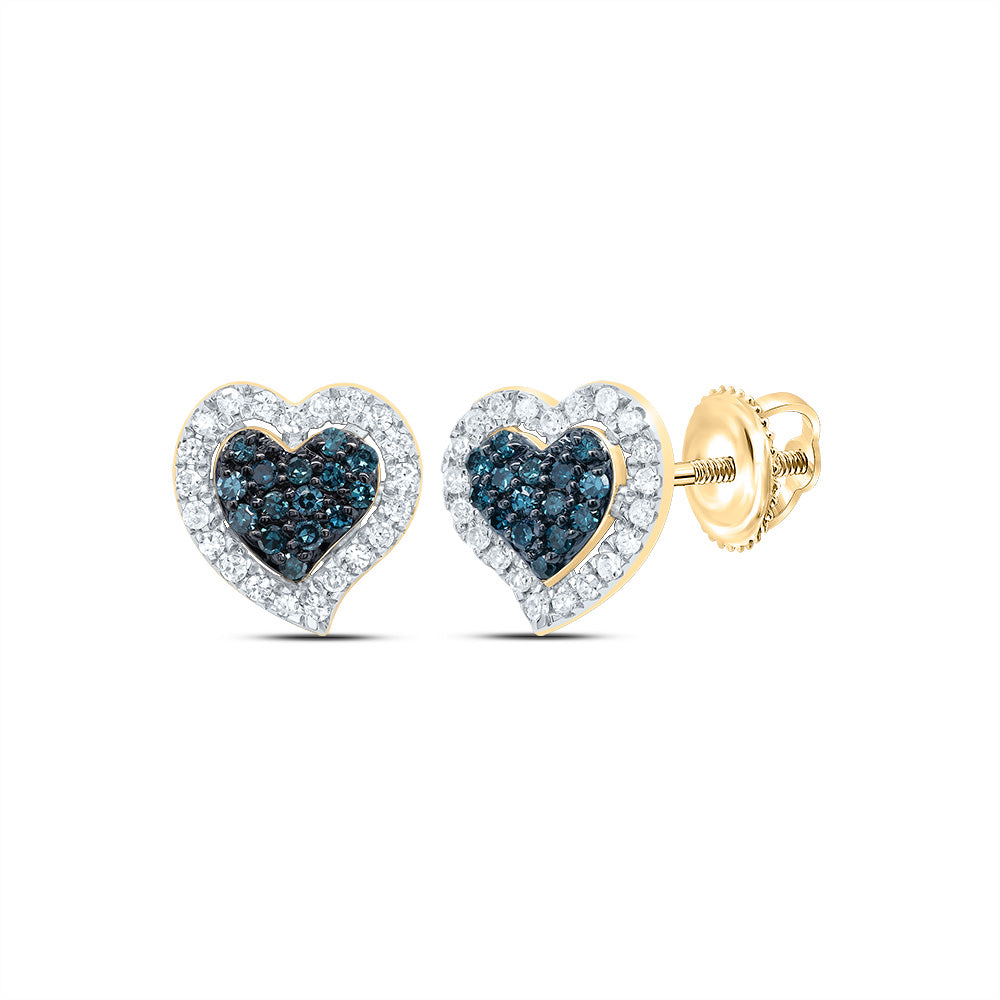 1/4Ctw-Nat Dia P1 Gift Blue Diamond Heart Stud Earring