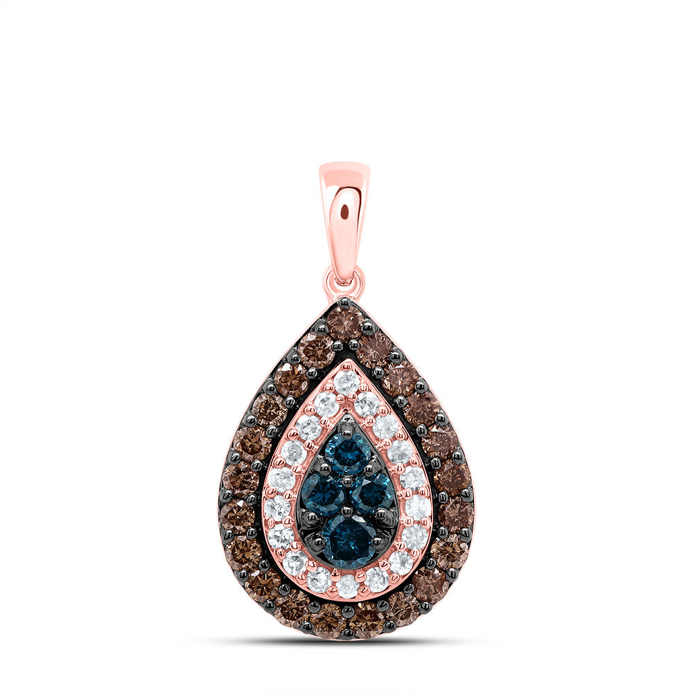 5/8Ctw-Dia P1 Gift Cognac Natural, Blue-Dia Pear Pendant (1.65 grams)
