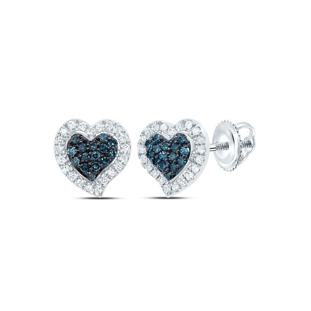 1/4Ctw-Nat Dia P1 Gift Blue Diamond Heart Stud Earring