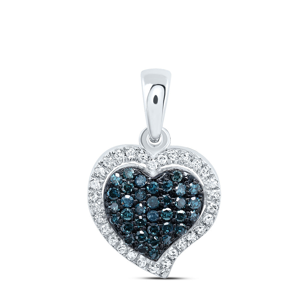 1/5Ctw-Nat Dia P1 Gift Blue Diamond Heart Pendant (0.941 grams)