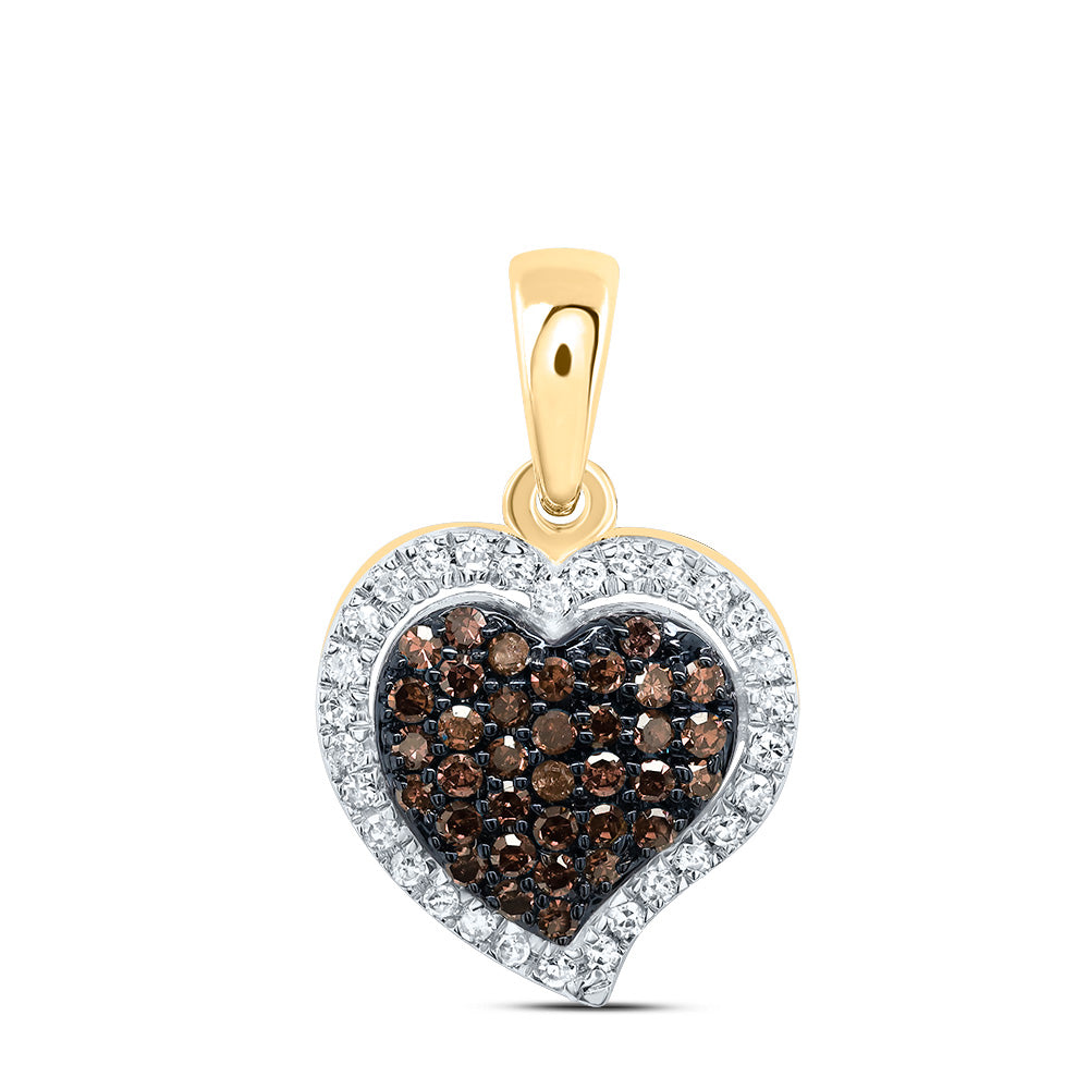 1/5Ctw-Nat Dia P1 Gift Cognac Natural Diamond Heart Pendant (0.903 grams)
