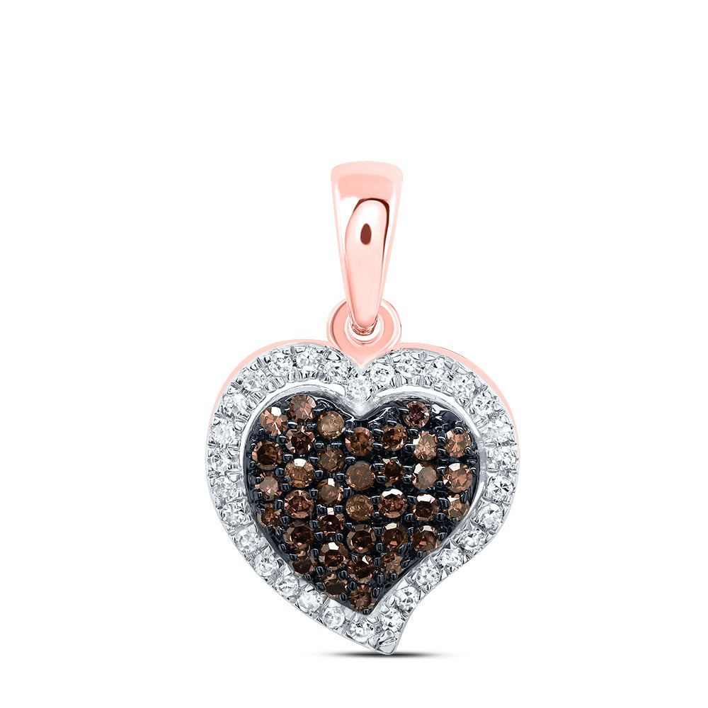 1/5Ctw-Nat Dia P1 Gift Cognac Natural Diamond Heart Pendant (0.8588 grams)