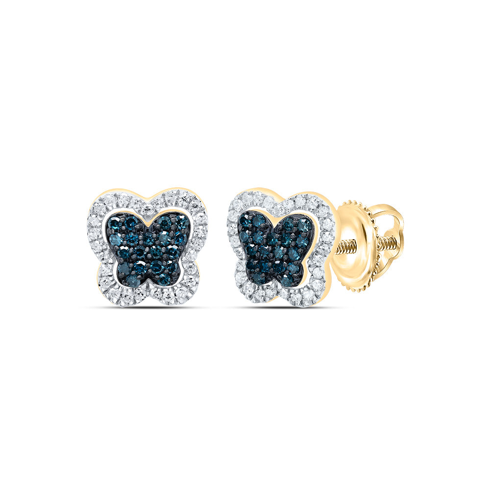 1/3Ctw-Dia P1 Gift Blue Diamond Butterfly Stud Earring