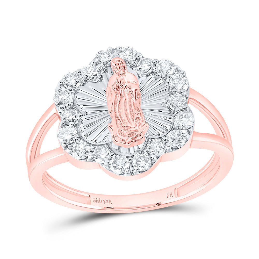 1/2Ctw-Dia Nk Fashion Virgin Mother Mary Flower Ladies Ring (2.96 grams)