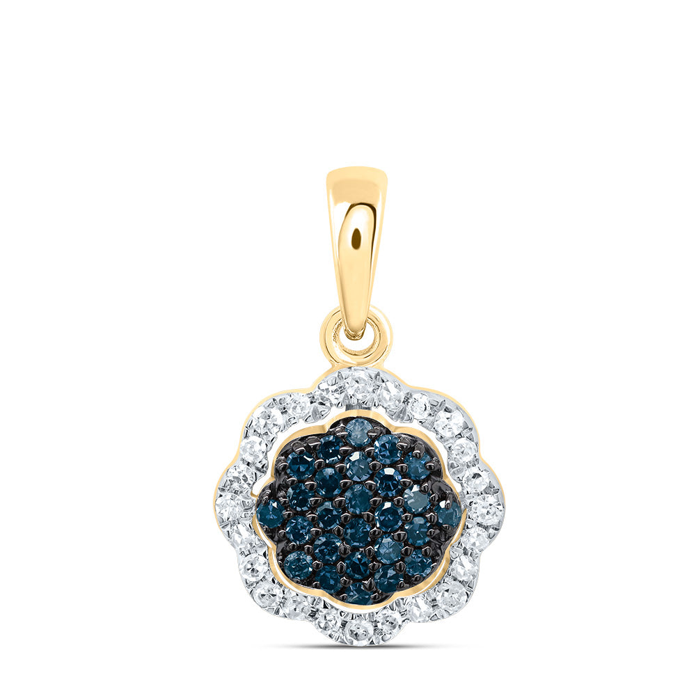 1/5Ctw-Dia P1 Gift Blue Diamond Flower Pendant (0.880667 grams)