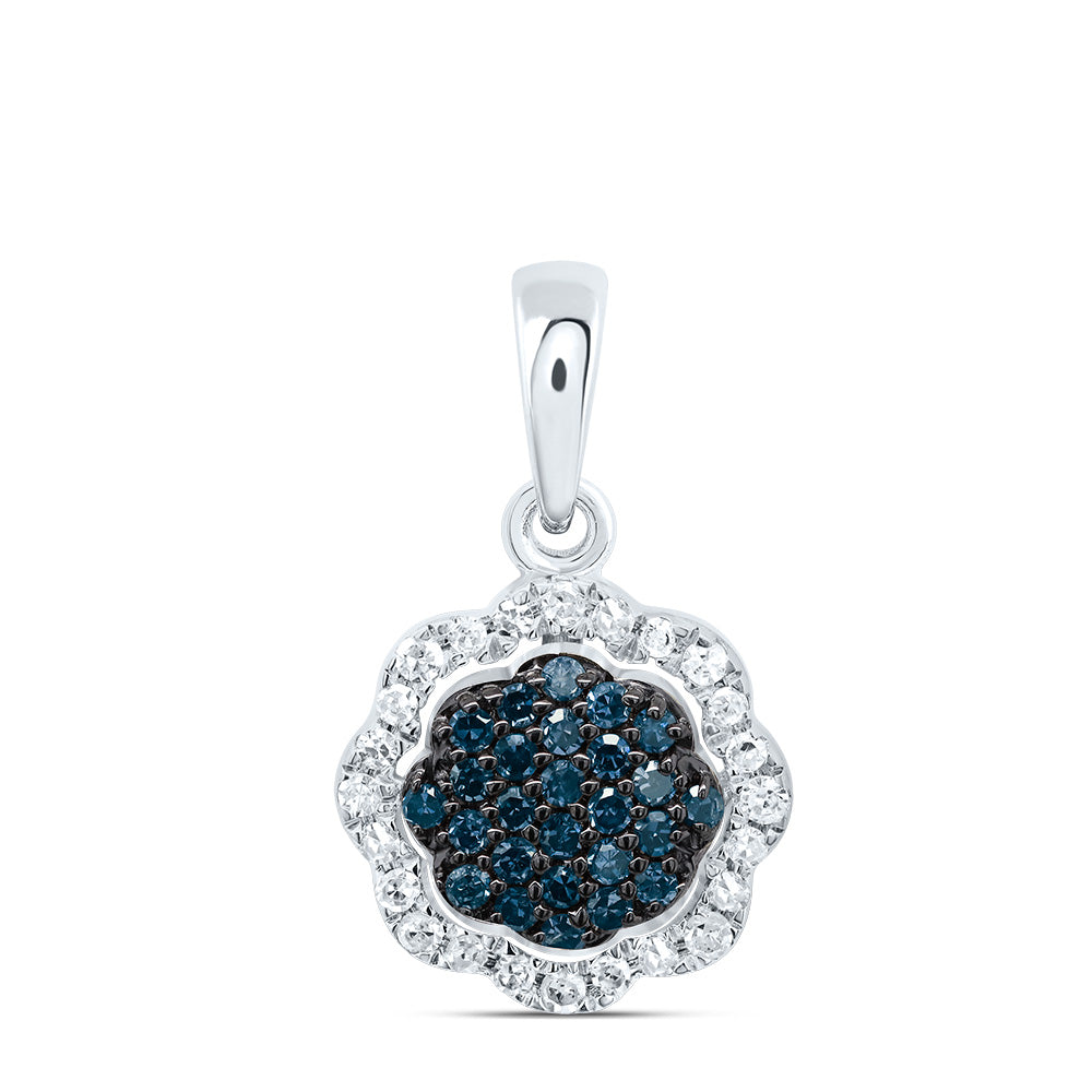 1/5Ctw-Dia P1 Gift Blue Diamond Flower Pendant (0.9064 grams)