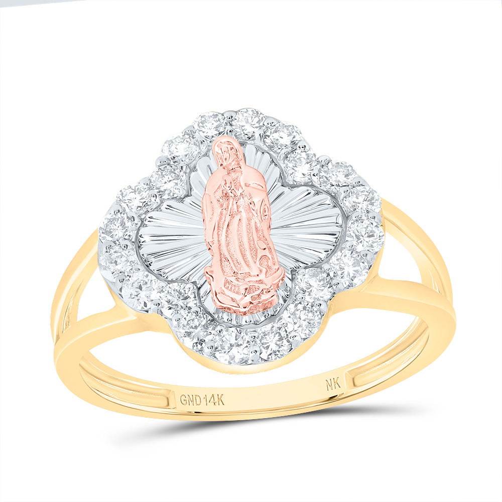 1/2Ctw-Dia Nk Fashion Virgin Mother Mary Clover Ladies Ring (2.68 grams)
