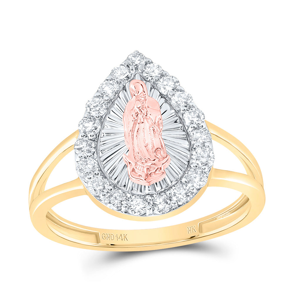 1/2Ctw-Dia Nk Fashion Virgin Mother Mary Pear Ladies Ring (2.72 grams)