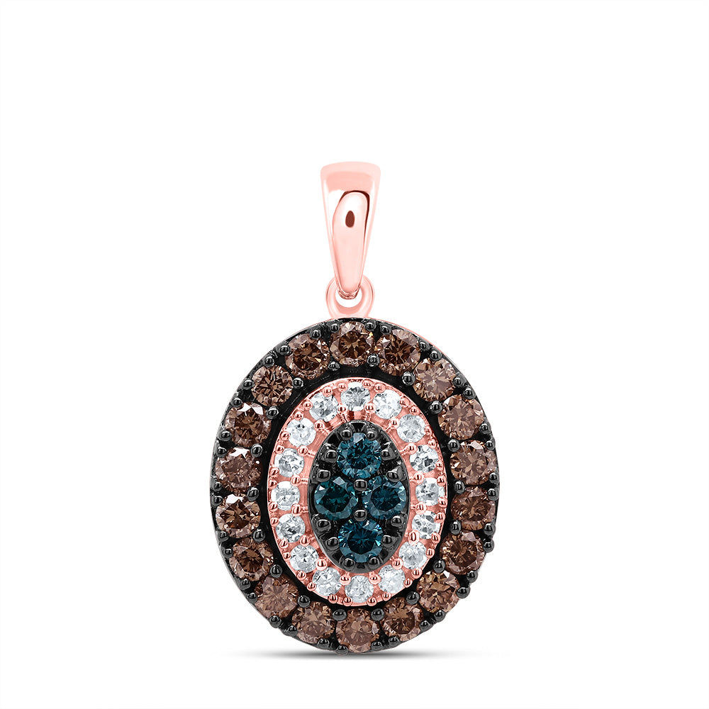 5/8Ctw-Dia P1 Gift Cognac Natural, Blue-Dia Oval Pendant (1.73 grams)