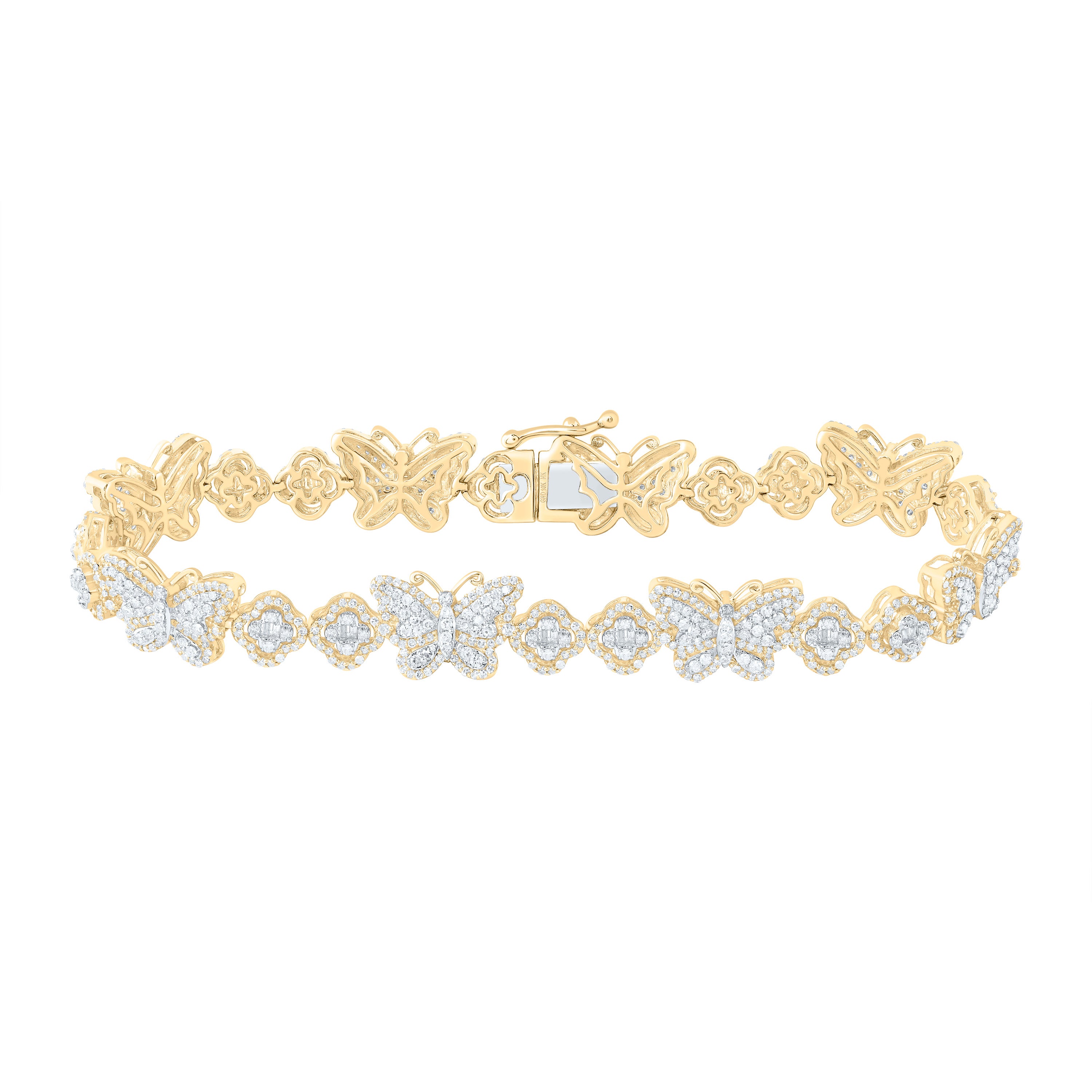 2 1/2Ctw-Dia Nk Clover Butterfly Ladies Bracelet (7 Inch) (11.658 grams)