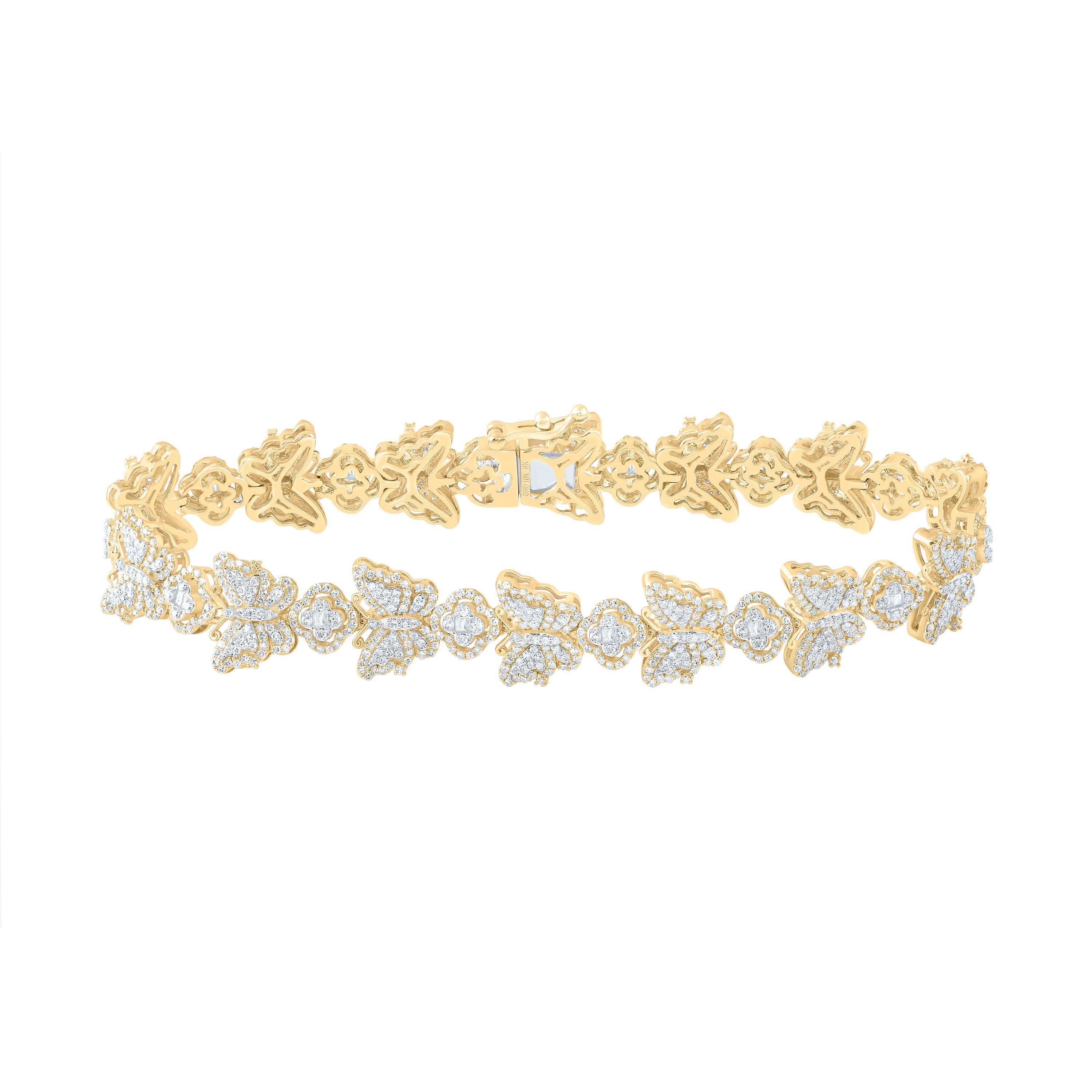 2 7/8Ctw-Diamond Clover Butterfly Ladies Bracelet (7 Inch) (13.964 grams)