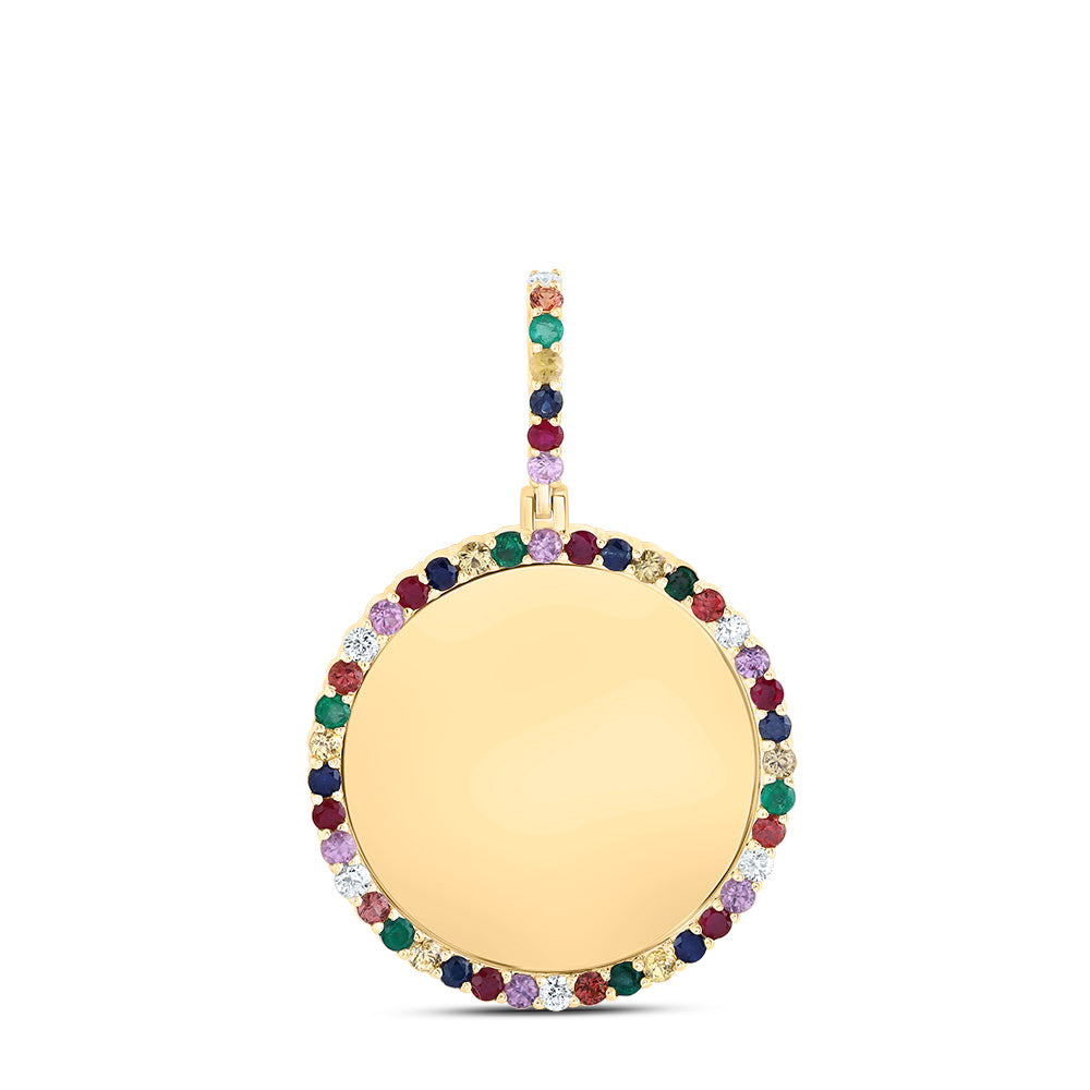 1/5Ctw-Dia Cn 1 5/8Ctw Rd-Nat Gem Multi Clr Sapphire Memory Round Pendant (4.017 grams)