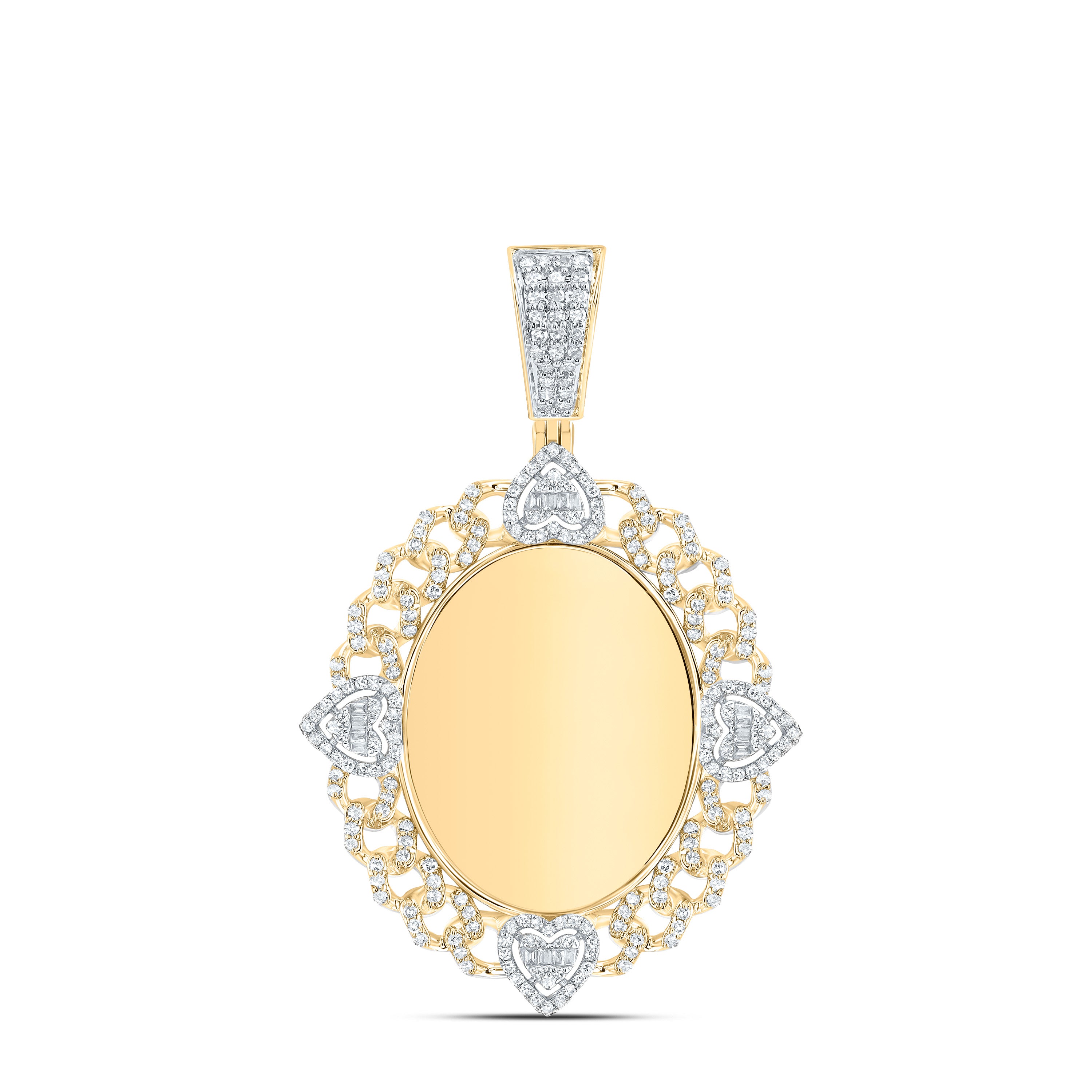 7/8Ctw-Nat Dia Nk Memory Heart Mens Charm (5.724 grams)